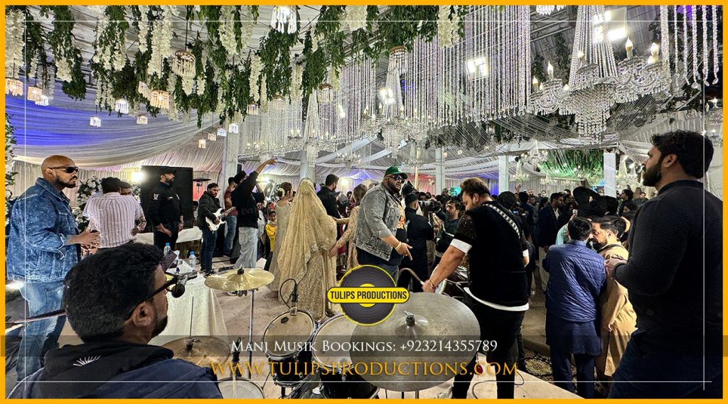 Manj Musik performing live at Posh Peony Farmhouse Lahore wedding event in 2026