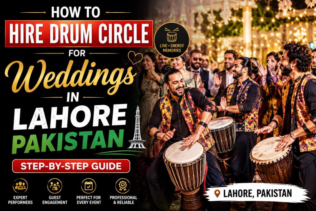 Drum circle performers at a wedding entry in Lahore Pakistan