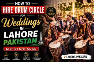 Drum circle performers at a wedding entry in Lahore Pakistan